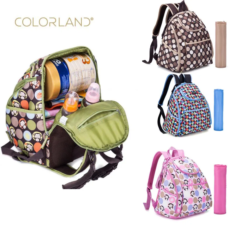 

COLORLAND brand new large capacity elegant baby diaper backpack with dressing pad bag multi-function printing diaper bag for Mom