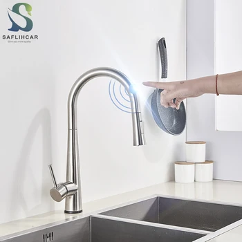

Touch Type Kitchen Sink Faucet Pull Out Flushing Spray Tap Inductive Touch Control Faucet With Sensor Kitchen Bathroom faucet