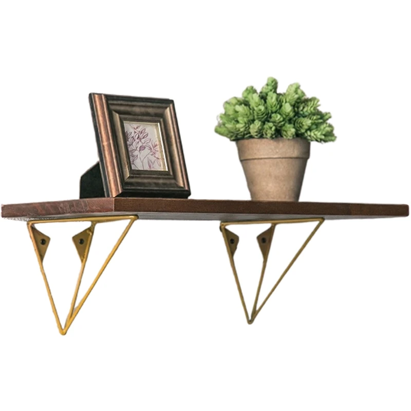 

BEAU-Wood Shelf Creative Wrought Iron Multi-Function Storage Rack Word Nordic Simple Modern Wall Wall Shelf