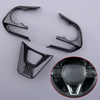 

3pcs Carbon Fiber Style Car Interior Steering Wheel Button Cover Trim Styling Fit For Toyota Corolla 2019 2020