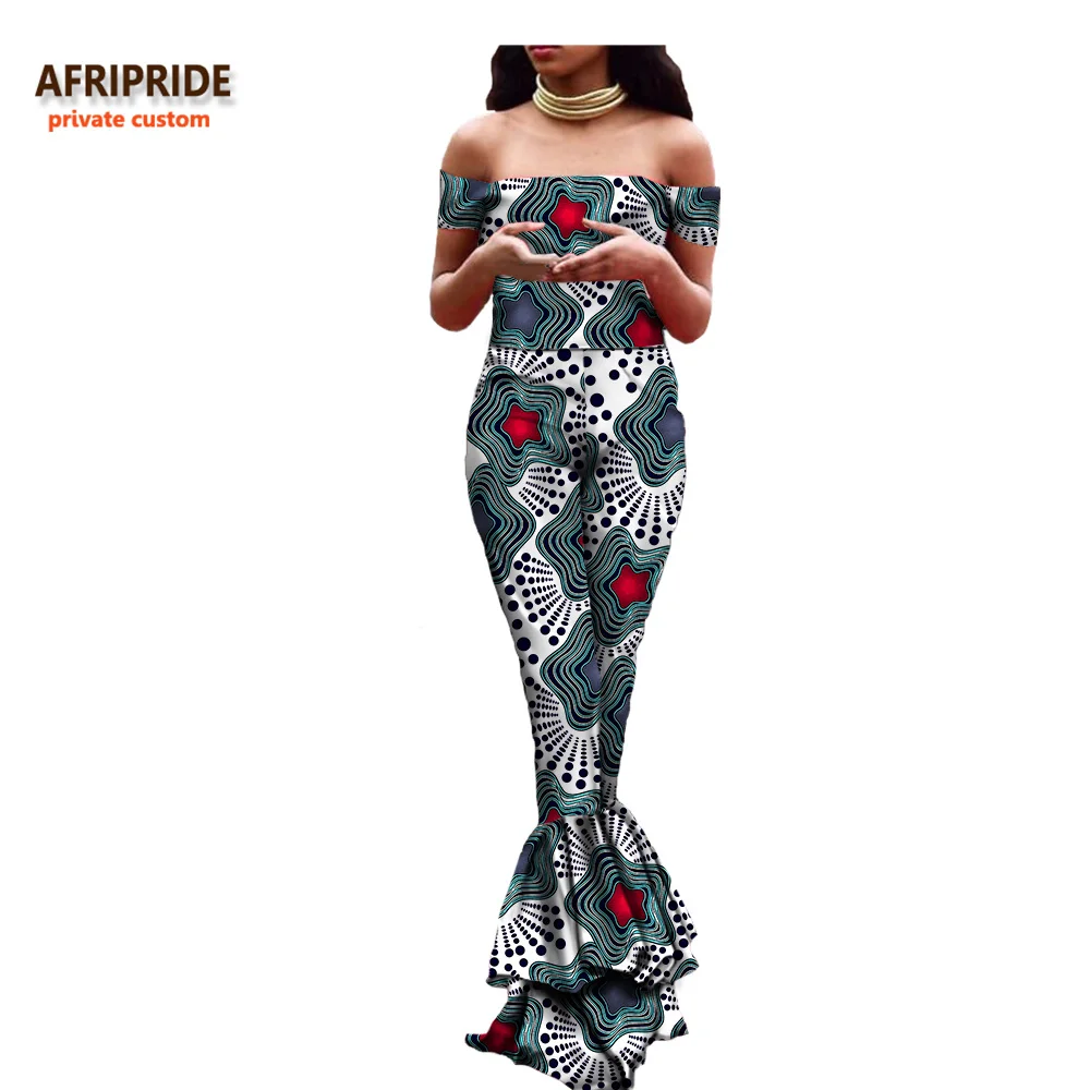 Африканский винтажный женский костюм из 2 предметов, AFRIPRIDE, топ без бретелей+ длинные расклешенные брюки, сексуальный женский костюм A722631