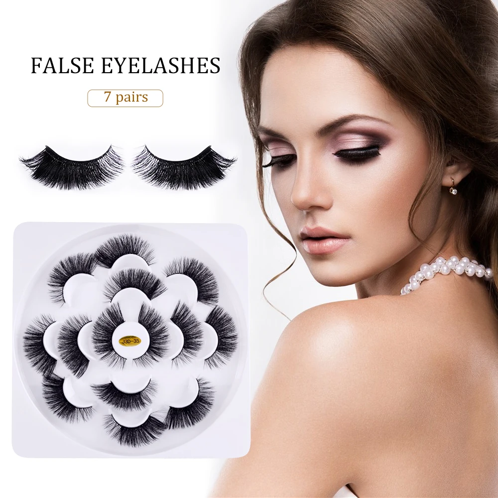 

Professional 7 Pairs False Eyelashes Dramatic Lashes Bulk Extensions with Volume Natural Long Mink Lashes for Girl/Men Makeup