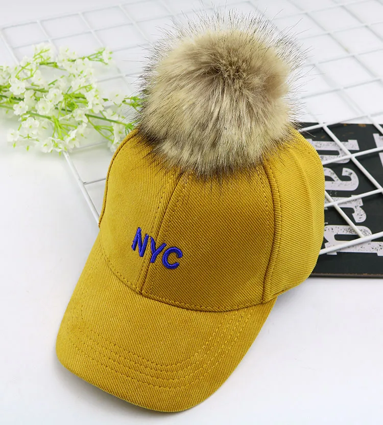 Детская бейсбольная кепка NYC с помпонами, Детская кепка Sapback, кепка для мальчиков и девочек, черная, синяя кепка gorra ny s 50-54 см Y131 - Цвет: photo color