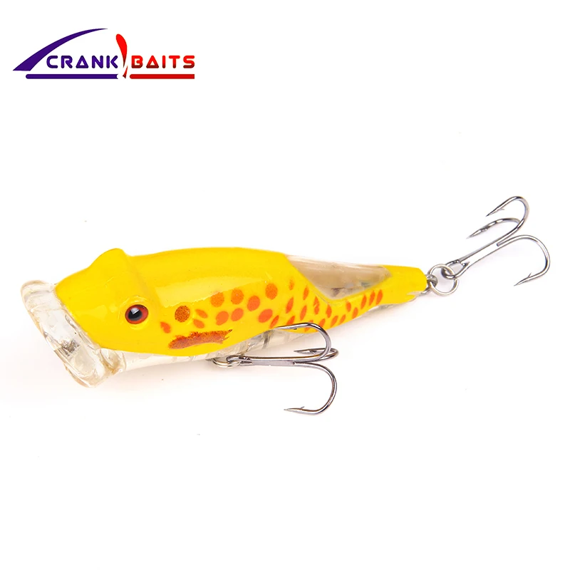  CRANKBAIT 1PCS Fishing Lures Popper Hard Bait Plastic Bait 12.5g 8cm 2 Strong Triple Hooks 3D Fish 