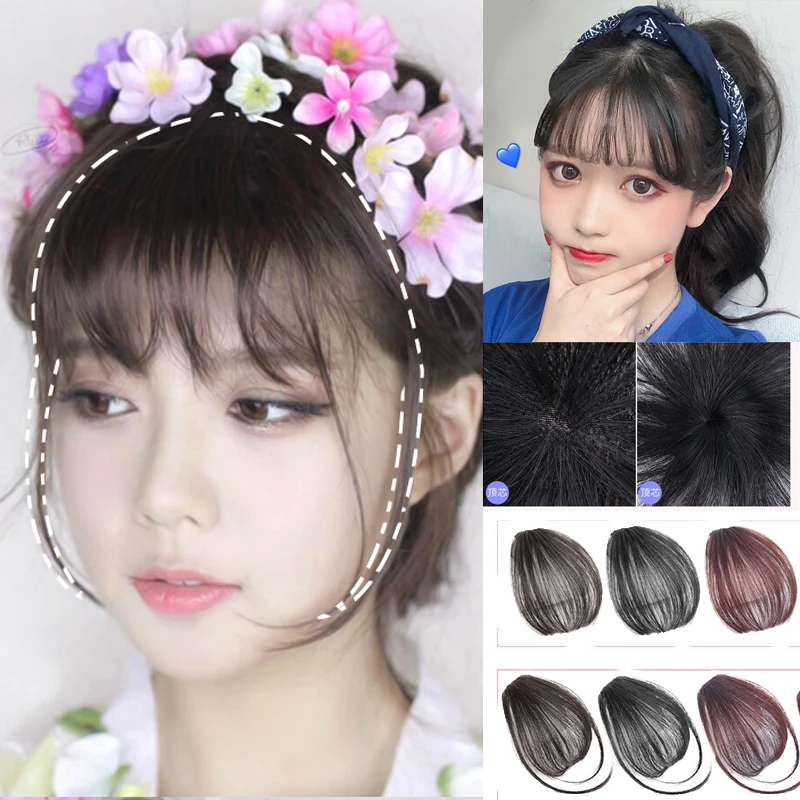 4Color Clip In Hair Bangs Hairpiece Synthetic Fake Bangs Hair Piece Clip In Hair Extensions