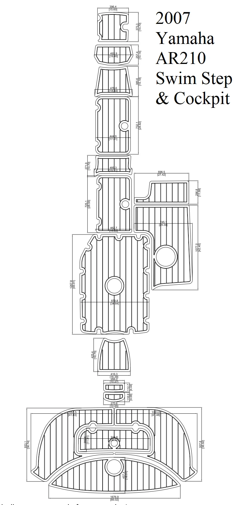 

2007 Y-a-m-a-h-a AR210 Swim Step & Cockpit Pad Boat EVA Teak Decking 1/4" 6mm