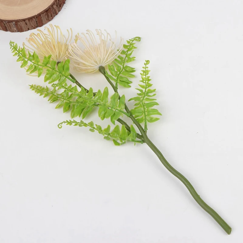 Флокированные Leucospermum искусственные цветы для свадебного украшения Флорес Искусственные пластиковые искусственный цветок растение Флер искусственные