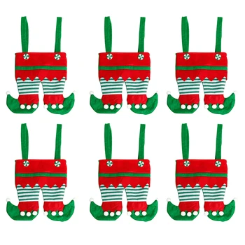 

Gift Wrap Reusable Christmas Candy Bag Home Decor With Handle Baskets Treat Santa PantS Packaging Portable Storage Kids Wedding