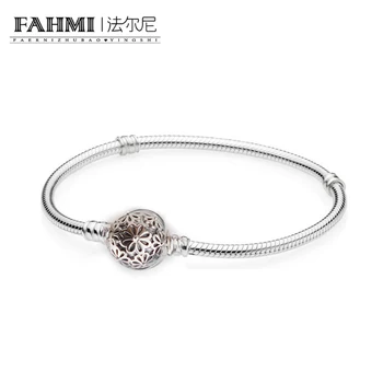 

FAHMI 100% 925 Sterling Silver 1:1 Original Daisy Flower Moment Basic Snake Bone Bracelet Original Wedding Jewelry Gift