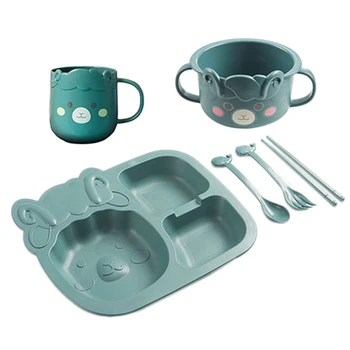 

6 Pcs Baby Sheep Tableware Children's Dinner Plate Grid Home Creative Cartoon Feeding Dishes