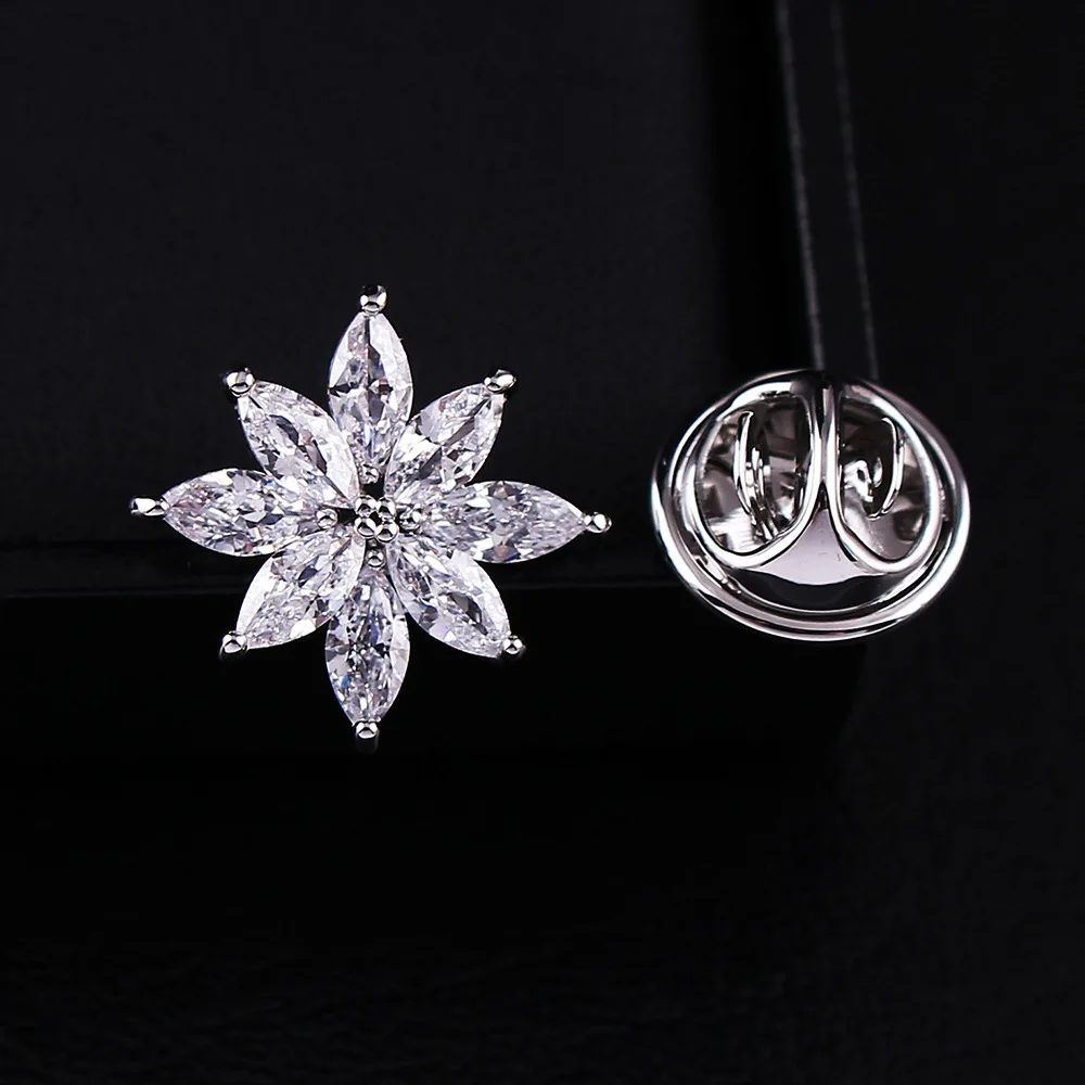 

Cool Flashing Star Crystal Small Brooch Collar Pin Gold Plated Men And Women Top Grade Zircon Shirt Collar Button 1070