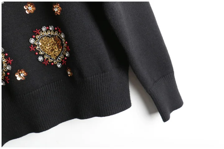 Svoryxiu дизайнерский осенне-зимний шерстяной свитер Пуловеры Женская мода блесток алмаз свободный длинный рукав вязаный джемпер