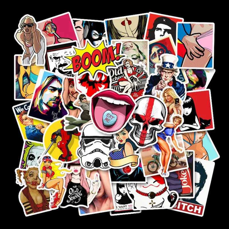 

50 Pcs/Lot Custom Stickers Papelaria Fifty Sexy Fashionable Personality Pull-rod Box Stationery Sticker Waterproof TZ088G