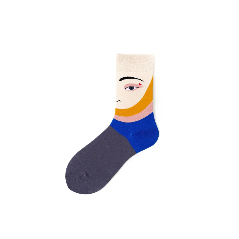 Новинка; забавные креативные уличные носки с цветочным рисунком; милые женские художественные носки; Короткие хлопковые носки; теплые кавайные зимние короткие носки - Цвет: WF 06