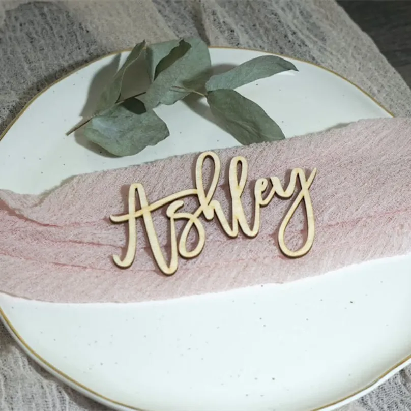 10pcs Custom Place Cards Name Sign Wedding Laser Cut Names Settings Rustic Decor Table Centerpieces | Дом и сад