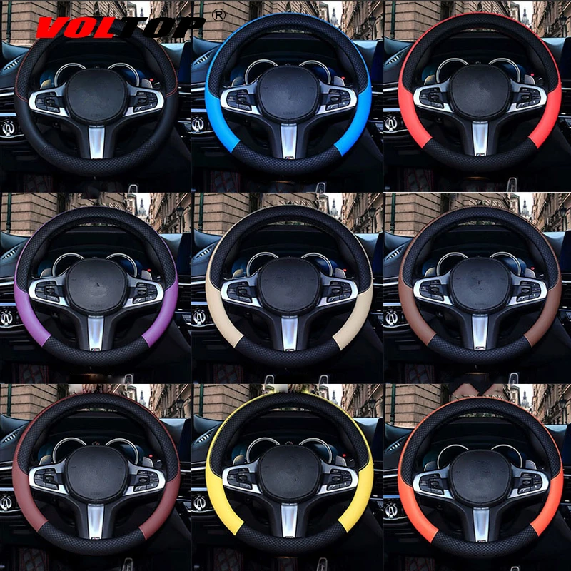 car Leather Steering Wheel Cover 36-38cm Sport Non-slip FOR Ford Expedition EcoSport Kuga F-Series Escape SVT Reflex Freestar | Автомобили