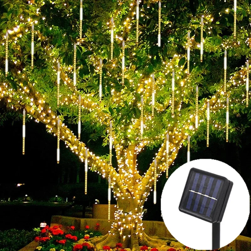 8 Tubes 30cm 50cm Solar Light Outdoor Led Meteor Shower Rain String Lights for Garden Decoration Waterproof Christmas Tree Decor