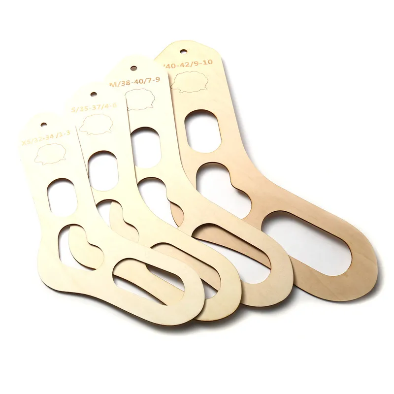 Natural XS-L Wood Sock Blocker 2PCs For Kids Adult DIY Christmas Socks Knitting Sock Forms Blocking Knitting Tools Accessories diy knitting kit
