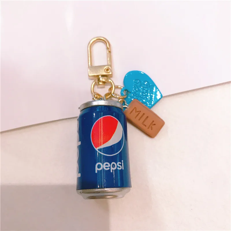 Синий Креативный брелок для напитков, имитация Cola Fanta Can, брелки для мужчин и женщин, Автомобильные сумки, подвеска, брелок для ключей, подарки, держатель для ключей - Цвет: Синий