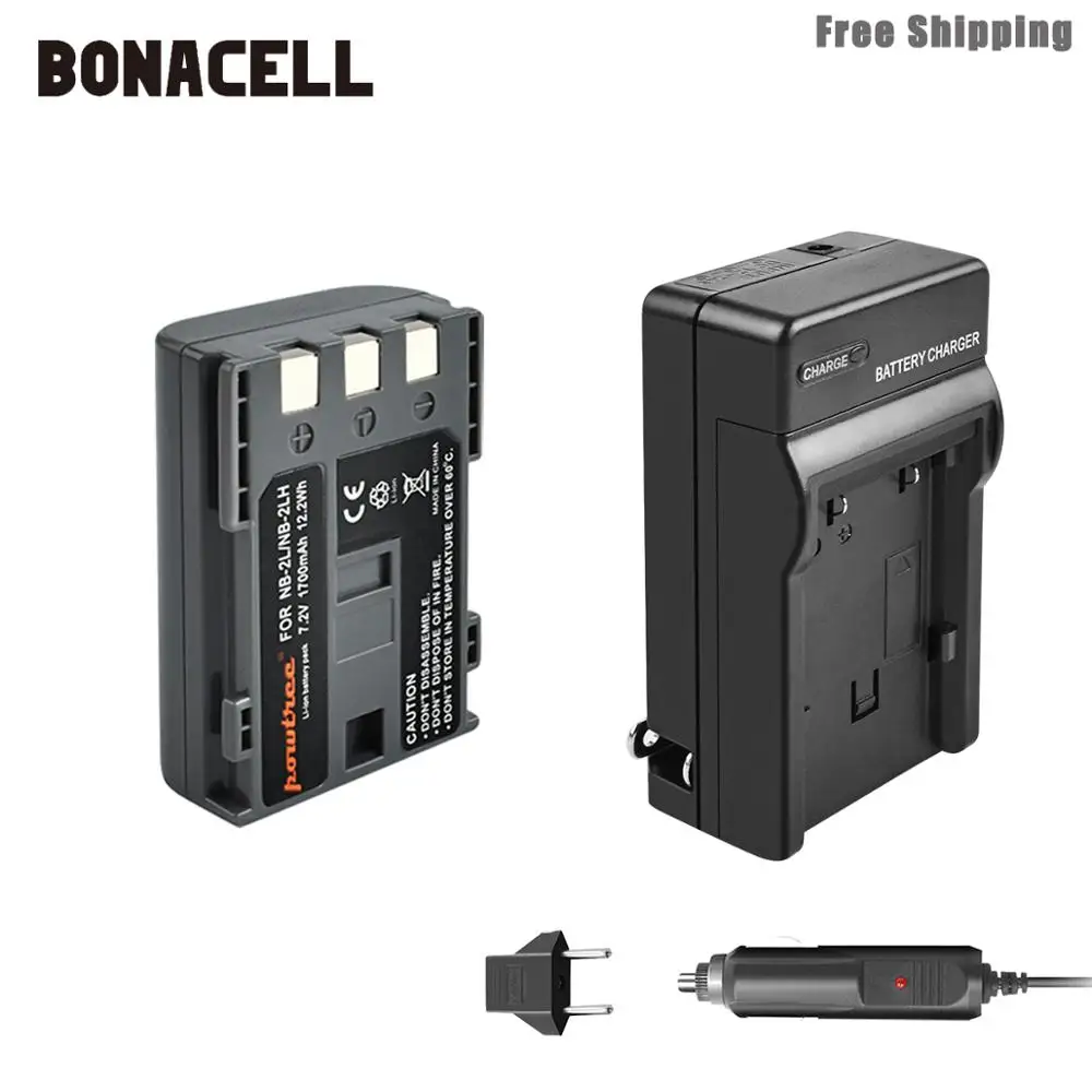 Bonacell 1700 мА/ч, NB-2L NB2L NB-2LH NB 2LH NB2LH Камера Батарея+ Зарядное устройство для Canon Rebel XT XTi 350D 400D G9 G7 S80 S70S30 L50 - Цвет: 1XBattery Charger