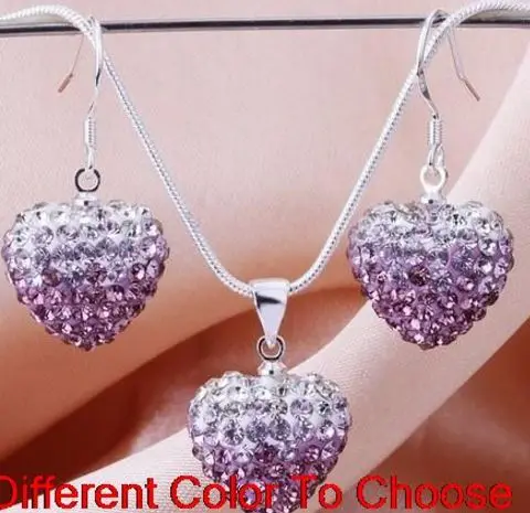 2 компл./лот разноцветные бусины градиент комплект с принтом в виде сердца серьги