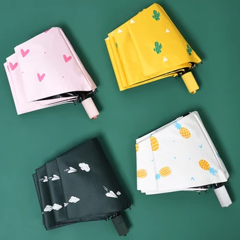 

Fully Automatic Umbrella Women Sunshine Rain Small Refreshing Folding Umbrella Ultraviolet Protection Sunshade Umbrella 50ys040