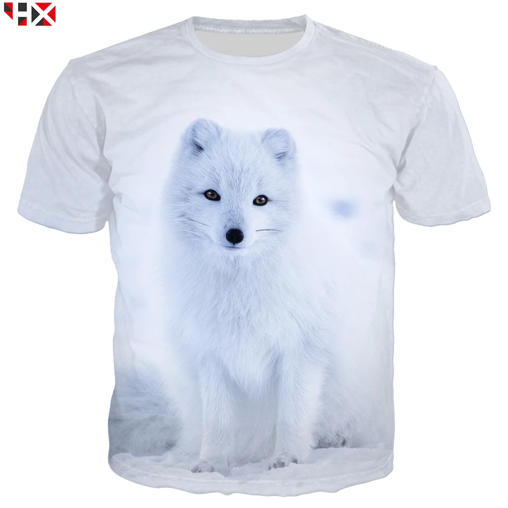 Летние милые животные зимние Arctic Fox Мужские футболки с коротким рукавом 3D принтом