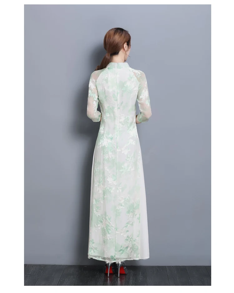 2 цвета вьетнамский Aodai традиционная одежда Ao Dai платья по колено Восточный Vietmam одежда Qipao платье для женщин