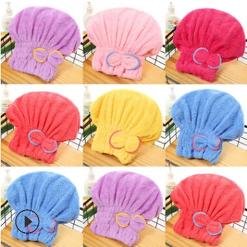 

Microfiber Shower Bath Cap Turban Towel Elastic Band Bath Cap Spa Hat Hair Protective Shower Hats Bathroom Accessories 5 Colors