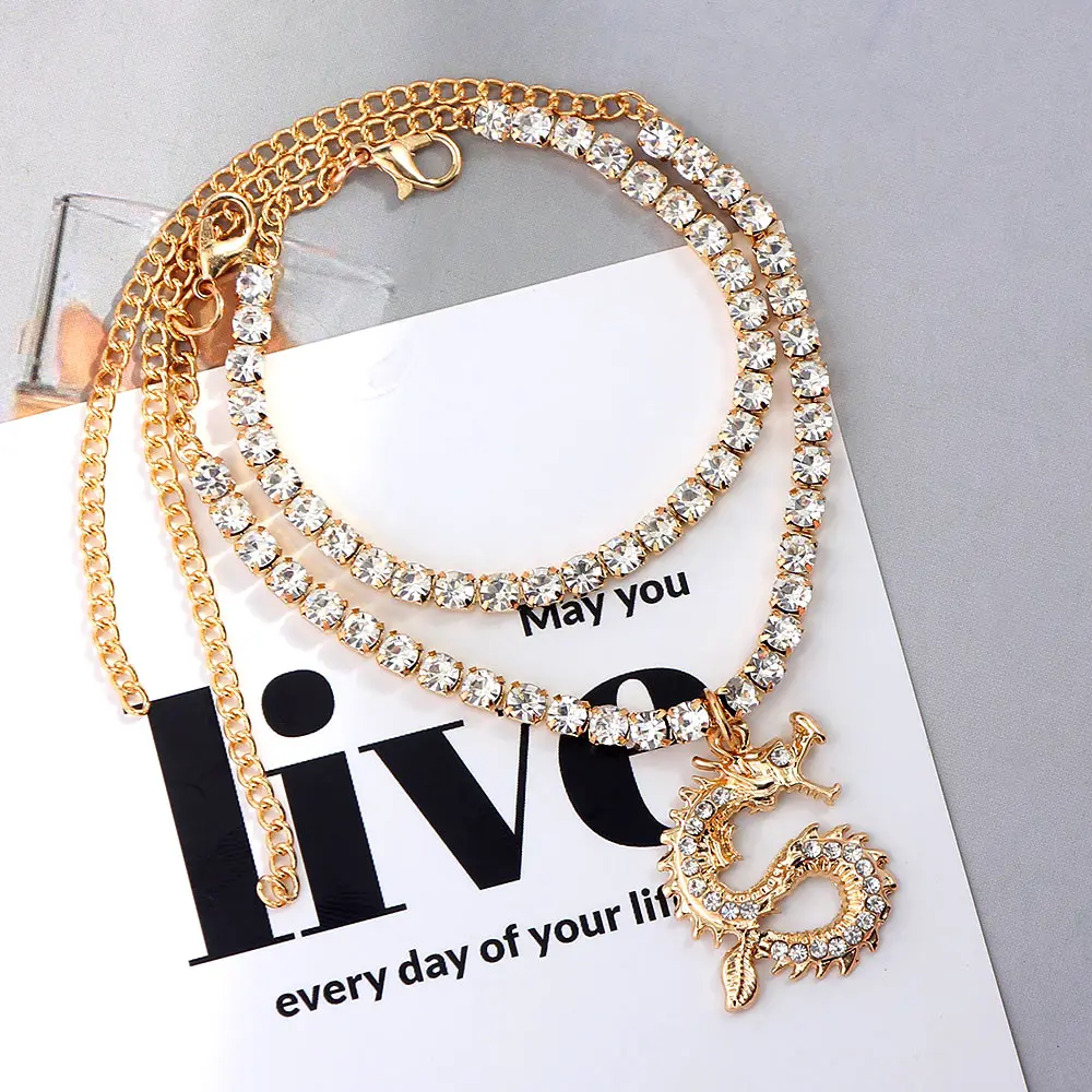 New Bling Dragon Crystal Tennis Chain Anklet for Women Fashion Gold Silver Color Rhinestone Anklet Foot Chain Jewelry Wholesale - Image 3