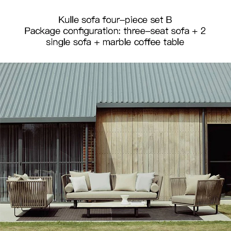 Leisure Nordic Furniture Outdoor Indoor Furniture Set For Living Room Rattan Garden Sofas Lounger Chairs For Rest Hotel