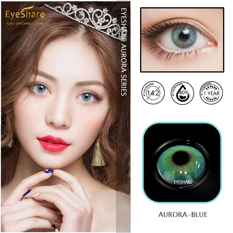 1 pair (2 pieces) natural crystal color lenses - for eyes cosmetic contact lenses eye color