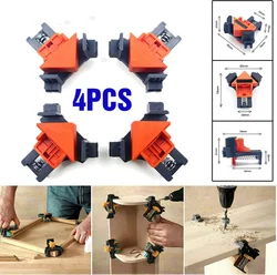 4PCS Adjustable 90 Degree Right Angle Clamp Fixing Clips Picture Frame Corner Clamp Woodworking Hand Tool Angle Clamp Pipe Clamp