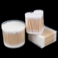 150/200/300pcs Double Head Cotton Swab Women Makeup Cotton Buds Tip For Medical Wood Sticks Nose Ears Cleaning Health Care Tools