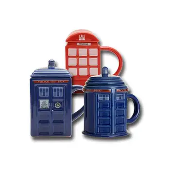 

Doctor Who TARDIS Ceramics Mugs with Spoon Lid coffee mug Milk Tea office Cups Drinkware the Best Gift with original Box