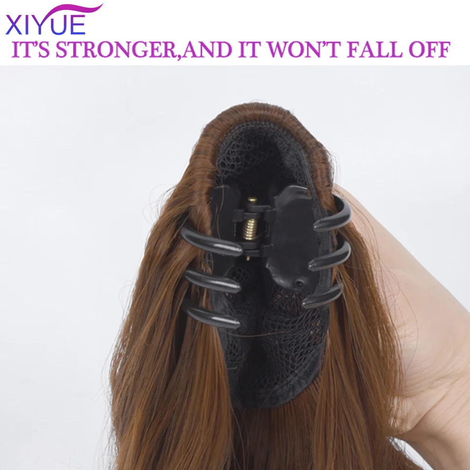 Synthetic Long Straight Claw Clip On Ponytail Hair Extensions 24Inch Heat Resistant Pony Tail Hair piece For Women Daily Party