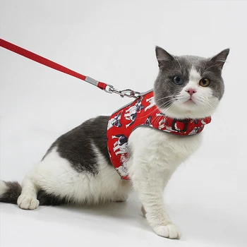 

Escape Proof Cat Harness Nylon Puppy Kitten Harness and Leash Set Reflective for Cats Small Dogs French Bulldog Chihuahua