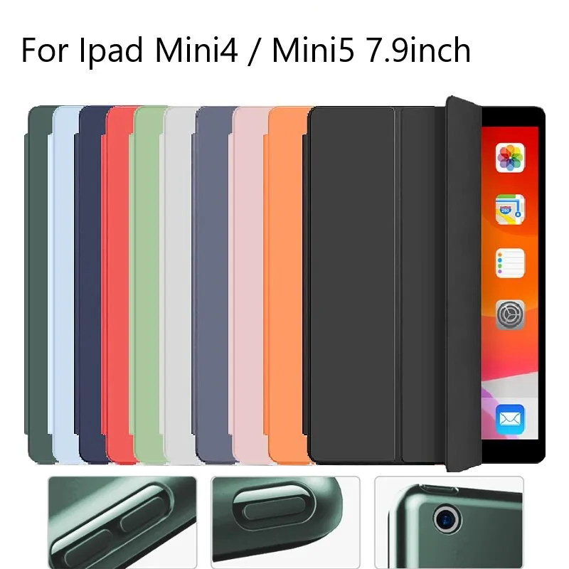 Силиконовый Магнитный смарт-чехол для iPad Mini5 Mini4 7 9 дюйма мягкая задняя крышка