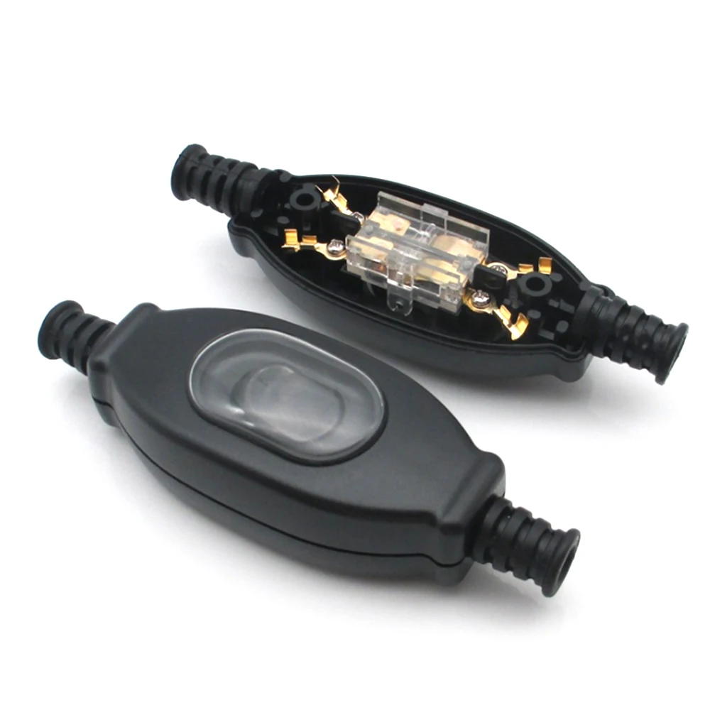 

1 pcs Dwaterproof Water in Line Cable Switch Round Wire Silver Contact Double Cut Dust Switch 3a 250v