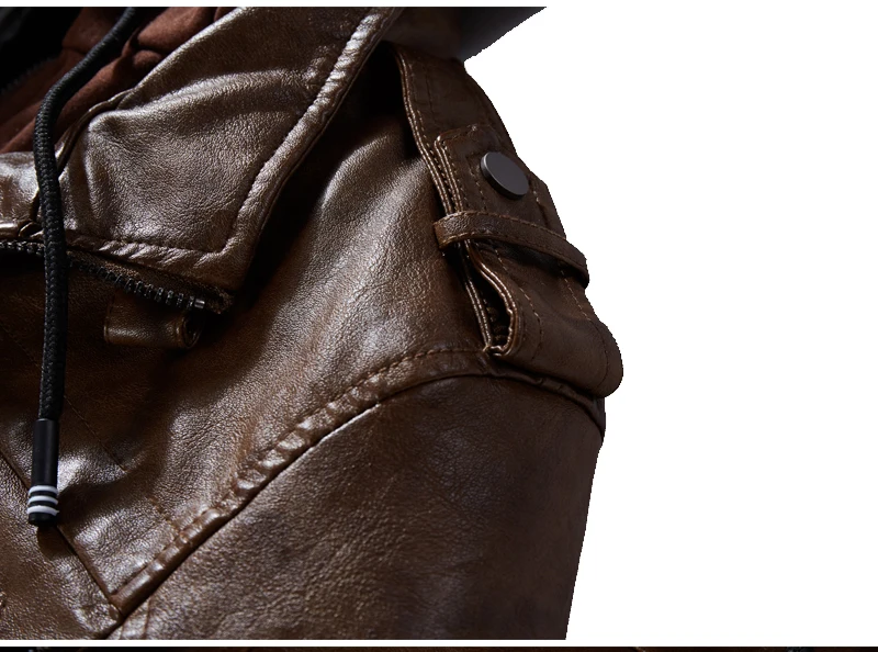 Мужская кожаная куртка, повседневная мотоциклетная куртка со съемным капюшоном из искусственной кожи, новинка, мужская куртка из искусственной кожи на молнии, теплая верхняя одежда