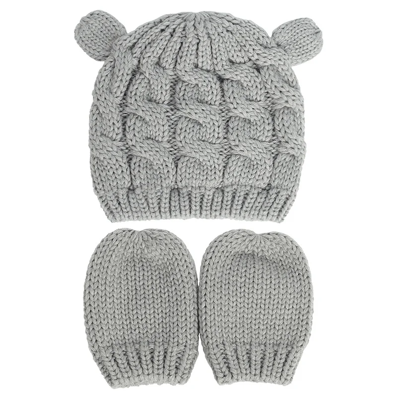 2 PCS Baby Kids Girls Boys Winter Knit Hat Glove Beanie Cap Set 0-18 Month knit hat,baby hat