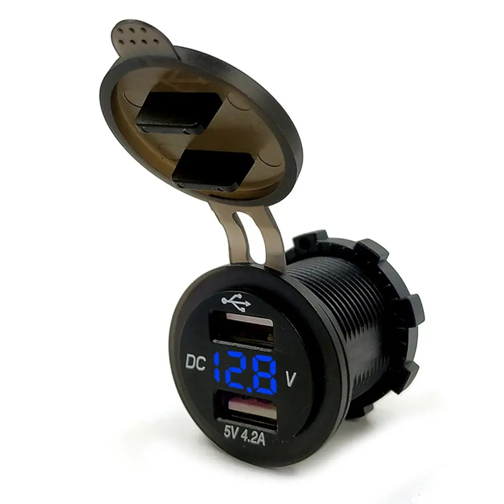 

5V 2.1A Car Charger Charge Socket Dual USB Port LED Volt Display for Phone Tablet Navigator Fast Charging Adapter Universal
