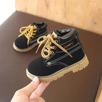 

Kids Winter Leather Plush Shoes Boys Toddler Boots Autumn Fashion Martin Boots with Fur Children Soft Outdoor Girls Boots Shoes