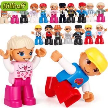 

New DIY Big Particles Figure Duploeing Family Boy Police Fireman Pirate Building Blocks Set Model Bricks Toys for Children Gift