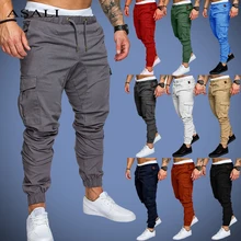 Однотонные брюки карго для мужчин, для бега, новинка, повседневные мужские спортивные штаны, спортивные длинные брюки, мужские панталоны, мужские военные брюки-карандаш