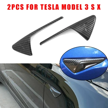 

Trim Side Fender Camera Vent Cover Black For Tesla Model 3 S X 17+ 2pcs Carbon Fiber Parts