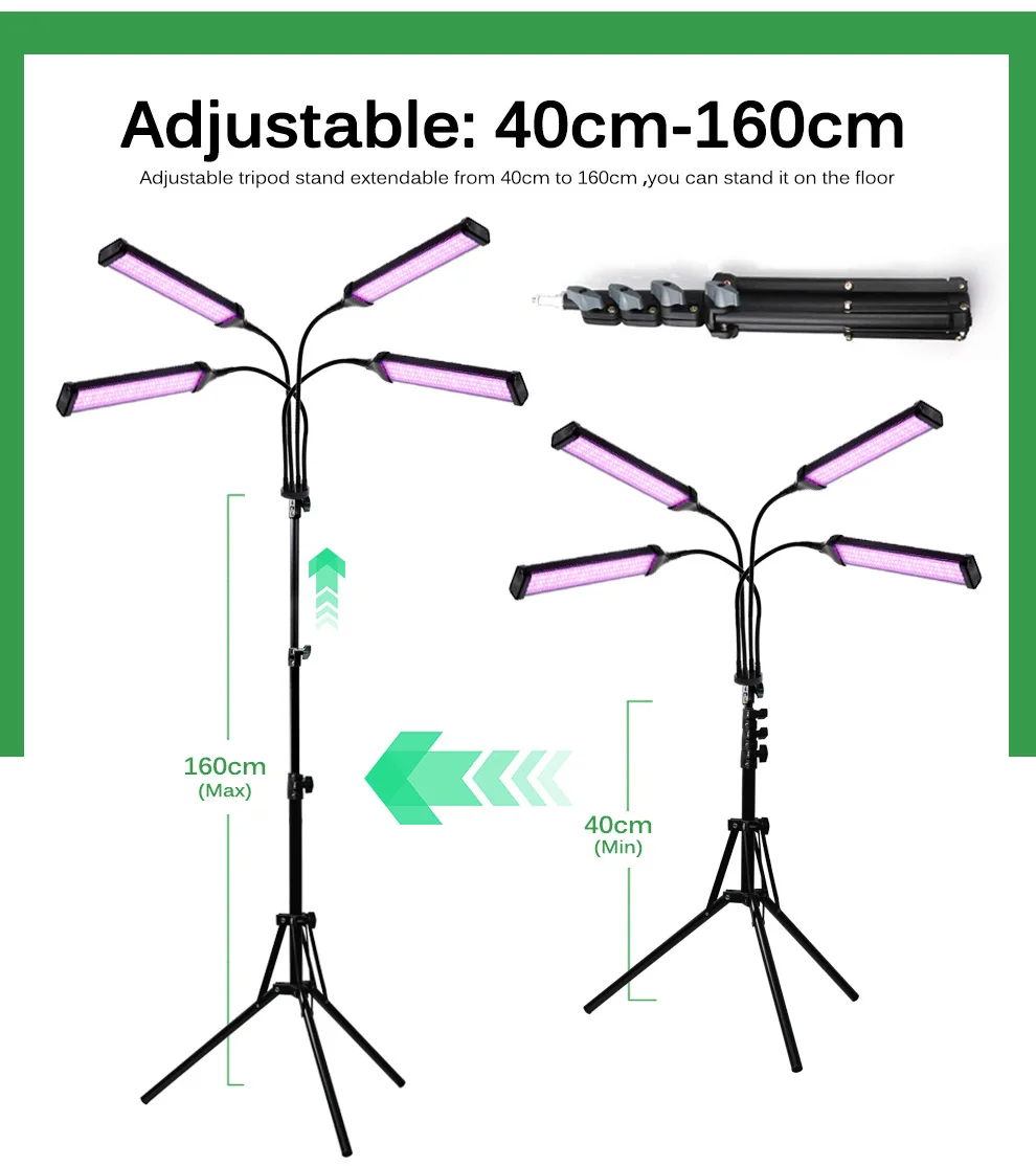 40W 60W 80W LED Grow Light Full Spectrum USB Phyto Lamp With 3 Modes Timing Function For Indoor Flowers Plants Growth Lighting