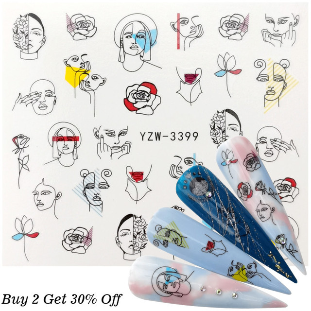 New Jewelry Nail Sticker Black Vintage Boho Style Decals Manicure Water Transfer Slider Foil Slider Decorations