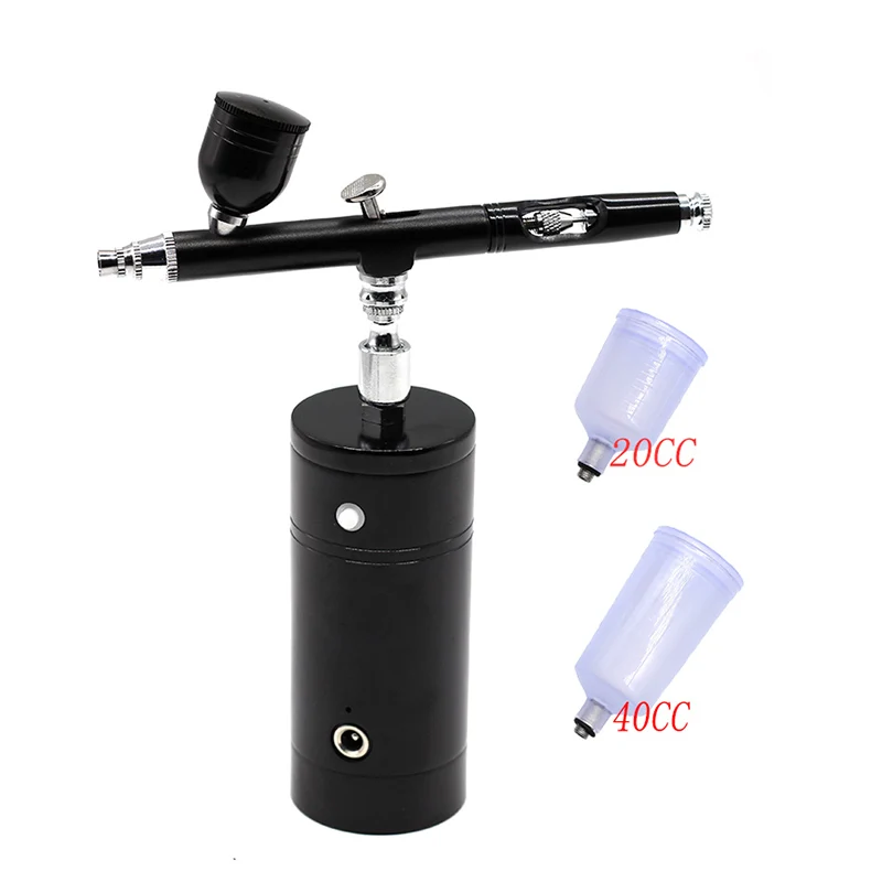 

Portable Airbrush Black Mini Air Compressor Spray Gun 7CC 20cc 40cc Capacity Set For Nail Tattoo Cake Painting With USB Charging