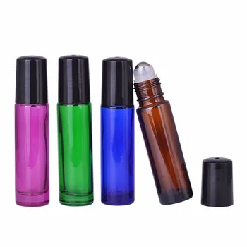 

Glass Roll on Bottles with Metal Roller Balls - Essential Oils Key Included 4 Pack of 10Ml